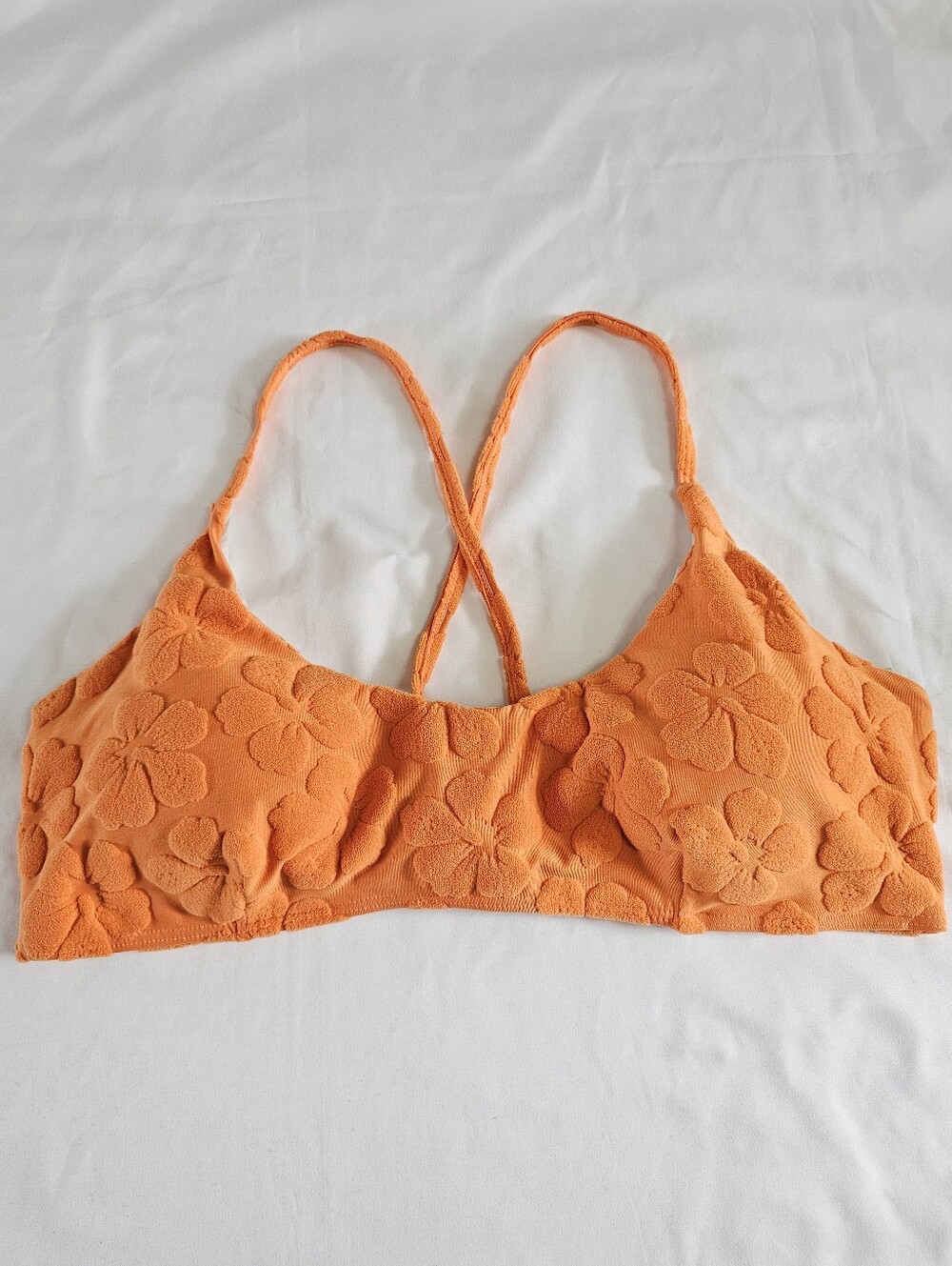 Berlook Floral Textured Jacquard Bikini Top Size 24 Summer Beach Vacation Swim